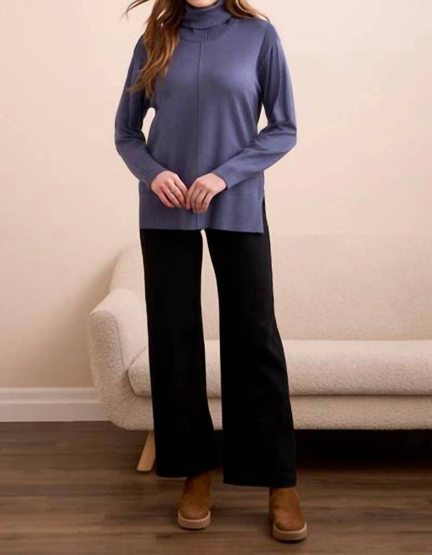 TRIBAL Marine Long Sleeves Sweater in blue - women's sweater - alternate view