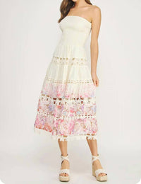 Strut & Bolt - Blossom Resort Eyelet Tube Midi Dress