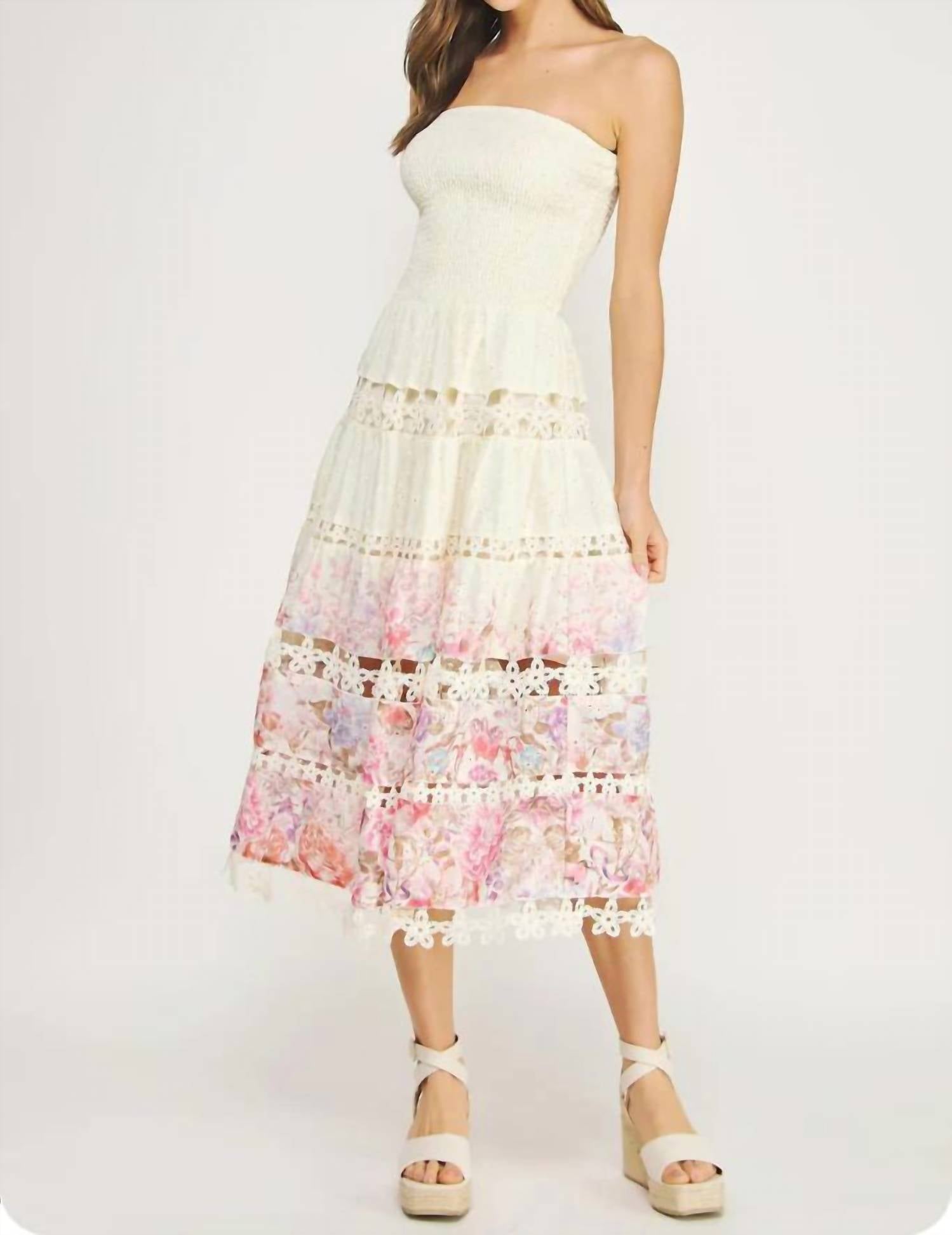 Strut & Bolt - Blossom Resort Eyelet Tube Midi Dress