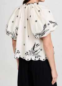 Sea - Women's Kingsley Embroidery Tie Front Top