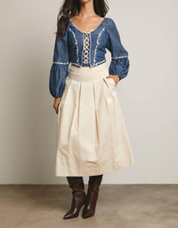 Forte - Pleated A-line Midi Skirt