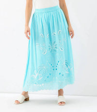 Karen Kane - Cut-Out Embroidery Midi Skirt
