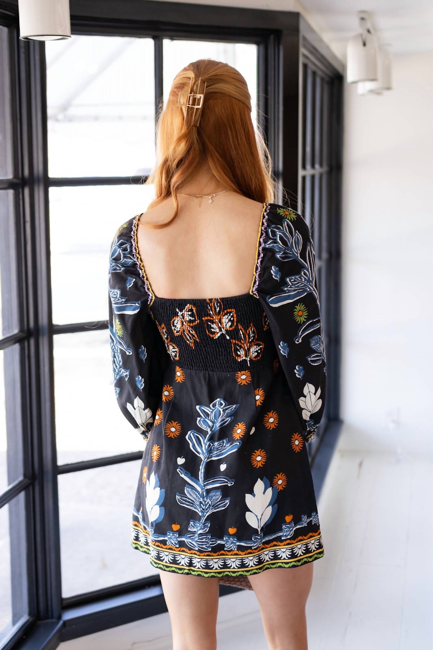 Aylaya Holiday Garden Dress in black - women's dress - detail view