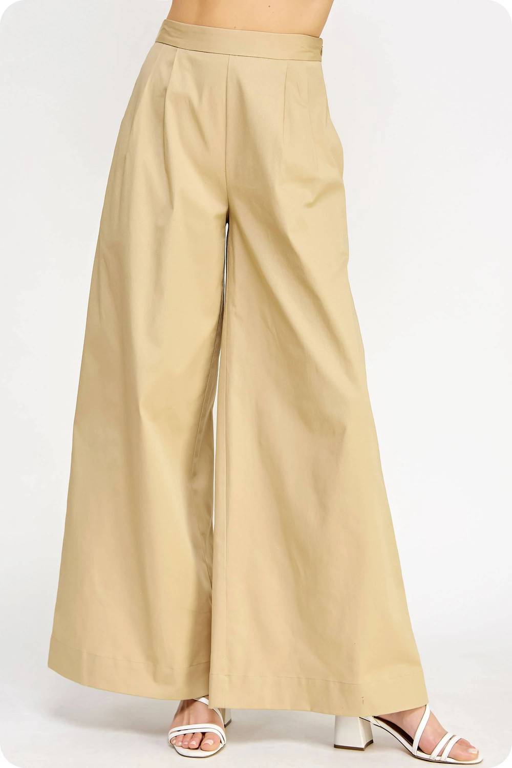 Strut & Bolt - Pleat Detail Wide Leg Twill Pants
