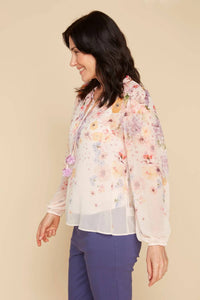 Renuar - Sheer Blouse And Tank Two-piece Set