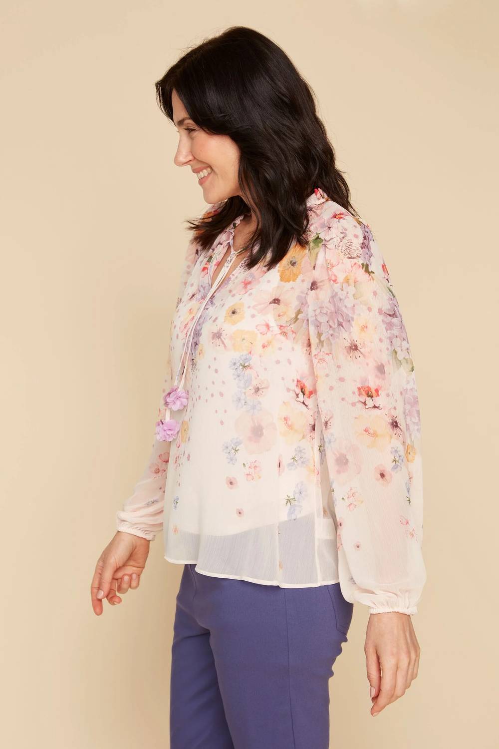 Renuar - Sheer Blouse And Tank Two-piece Set