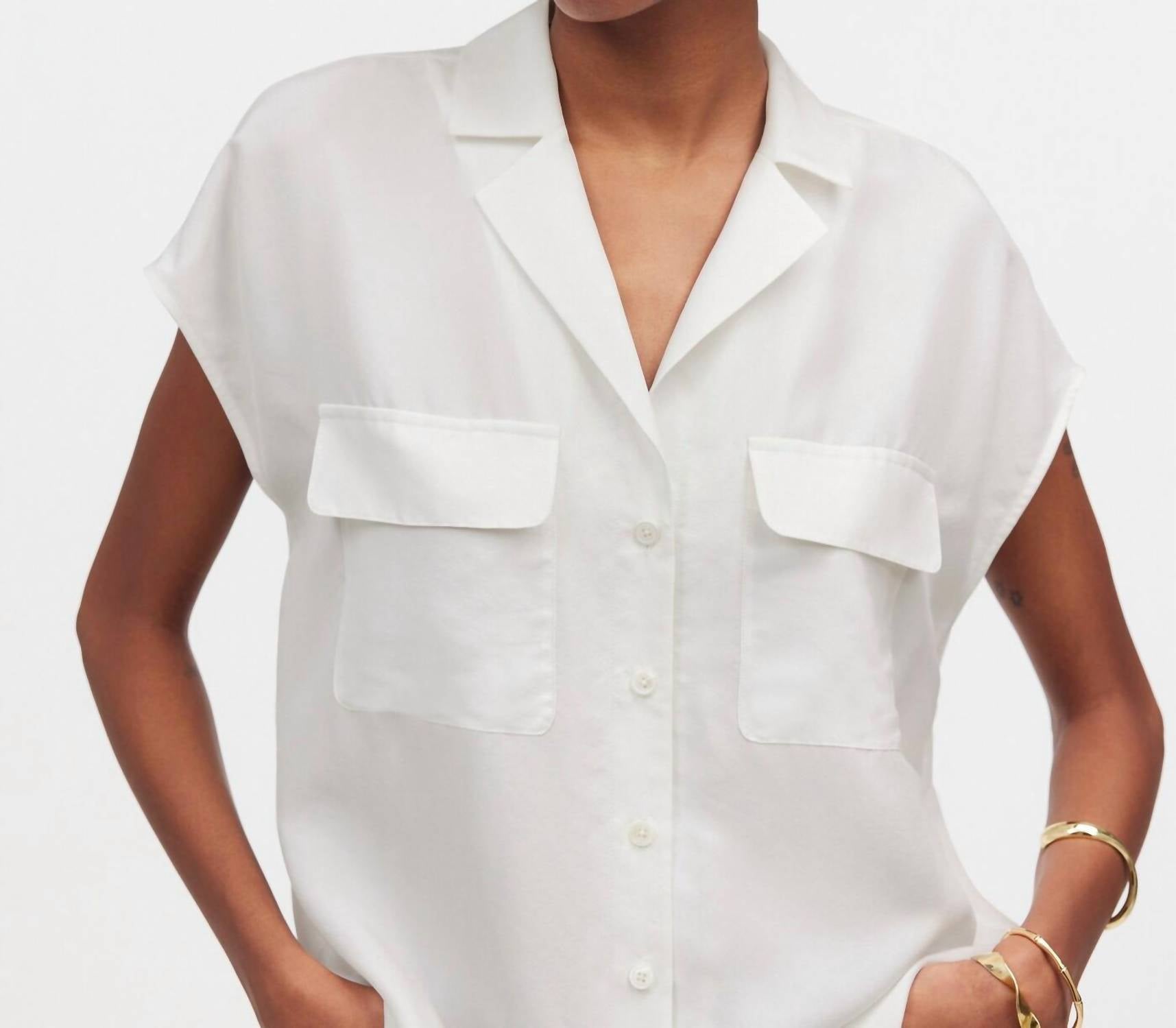 Madewell - Silk Drapey Patch Pocket Sleeveless Shirt