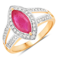 Diana M Jewels Women's Marquise Natural Ruby Fashion Ring (1.06 Ct) - Petite in 14k yellow gold - women's jewelry