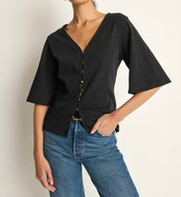 Nation LTD Gisela Half Sleeve Top in jet black 1 - women's blouse