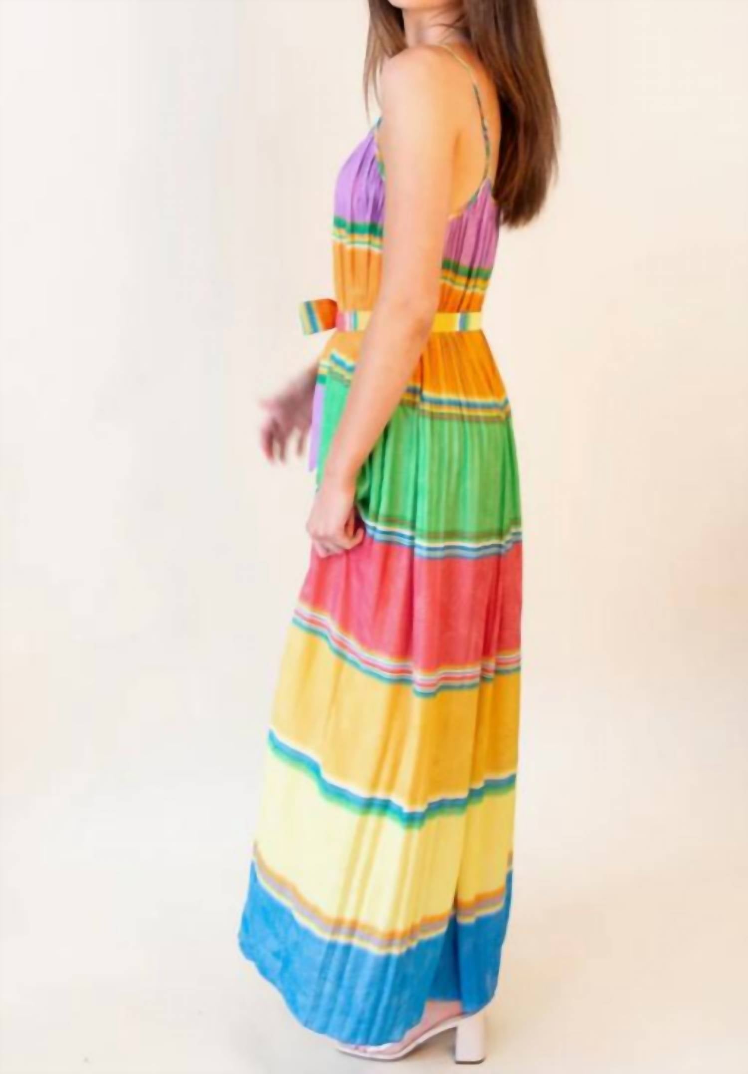 Current Air - COLOR BLOCKING PLEATED CAMI MIDI DRESS