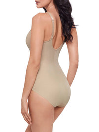 Miraclesuit Sexy Sheer Shaping Padded Cup Bodysuit in beige - women's shirt - detail view