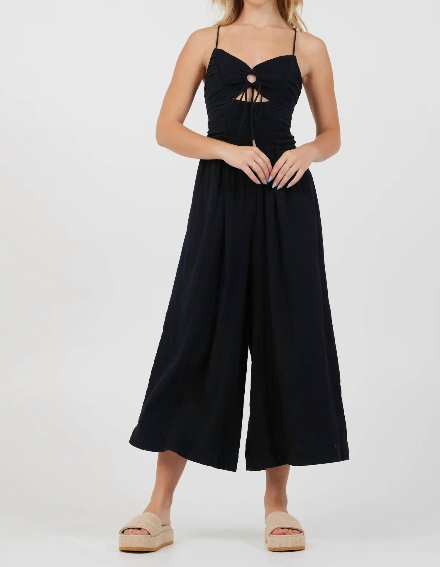 Ocean Drive - Lightweight Tie Front Jumpsuit