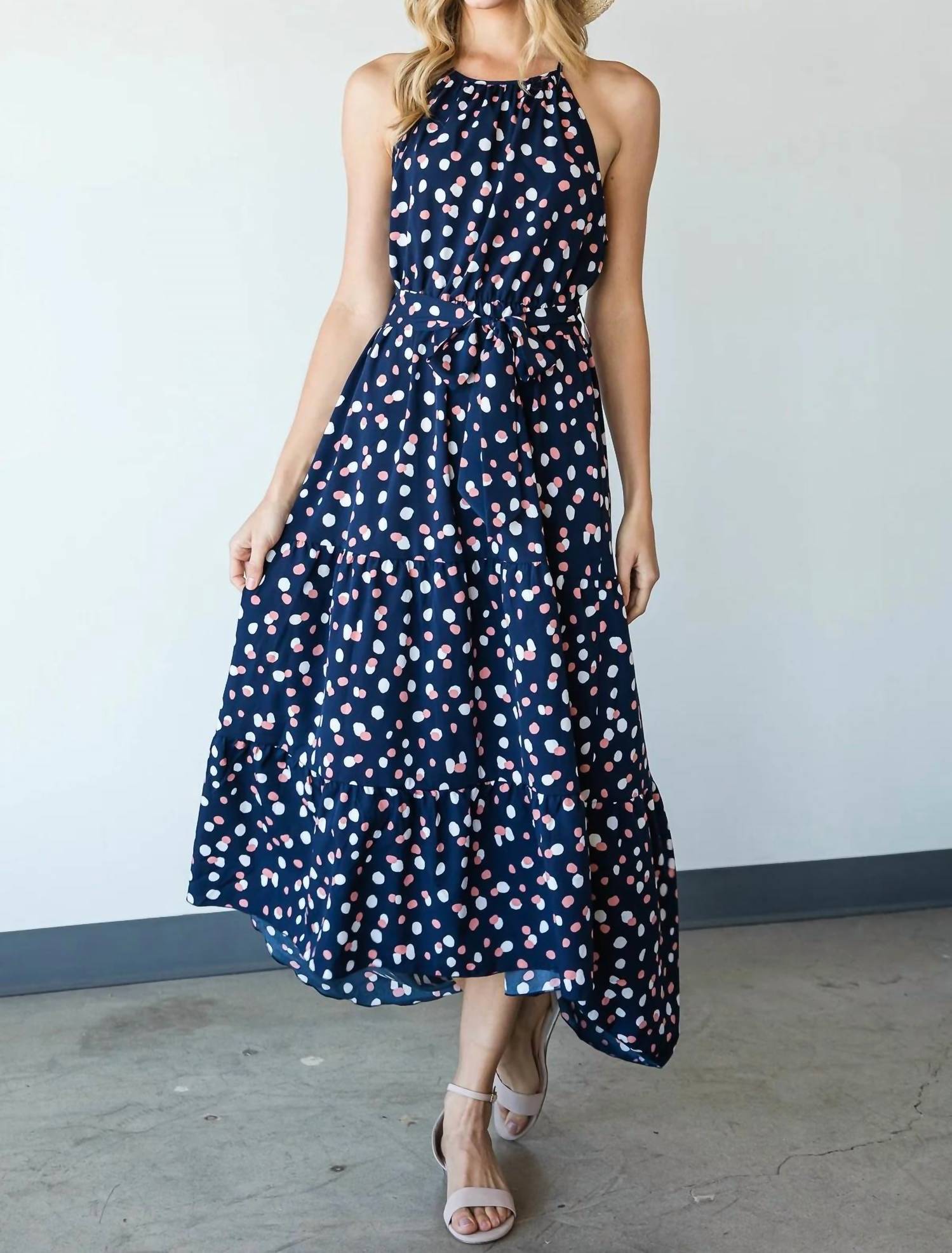 Cy Fashion - Happy Polka Dot Halter Maxi Dress