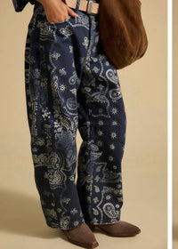 Free People - Good Luck Printed Barrel Jeans