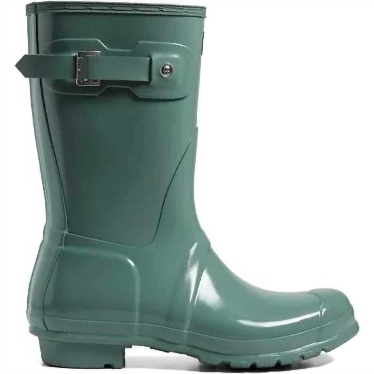 HUNTER Women's Original Short Gloss Rain Boots in sweet gale green - women's shoe