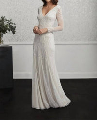 Adrianna Papell Long Sleeve Wedding Dress in ivory pearl - women's dress
