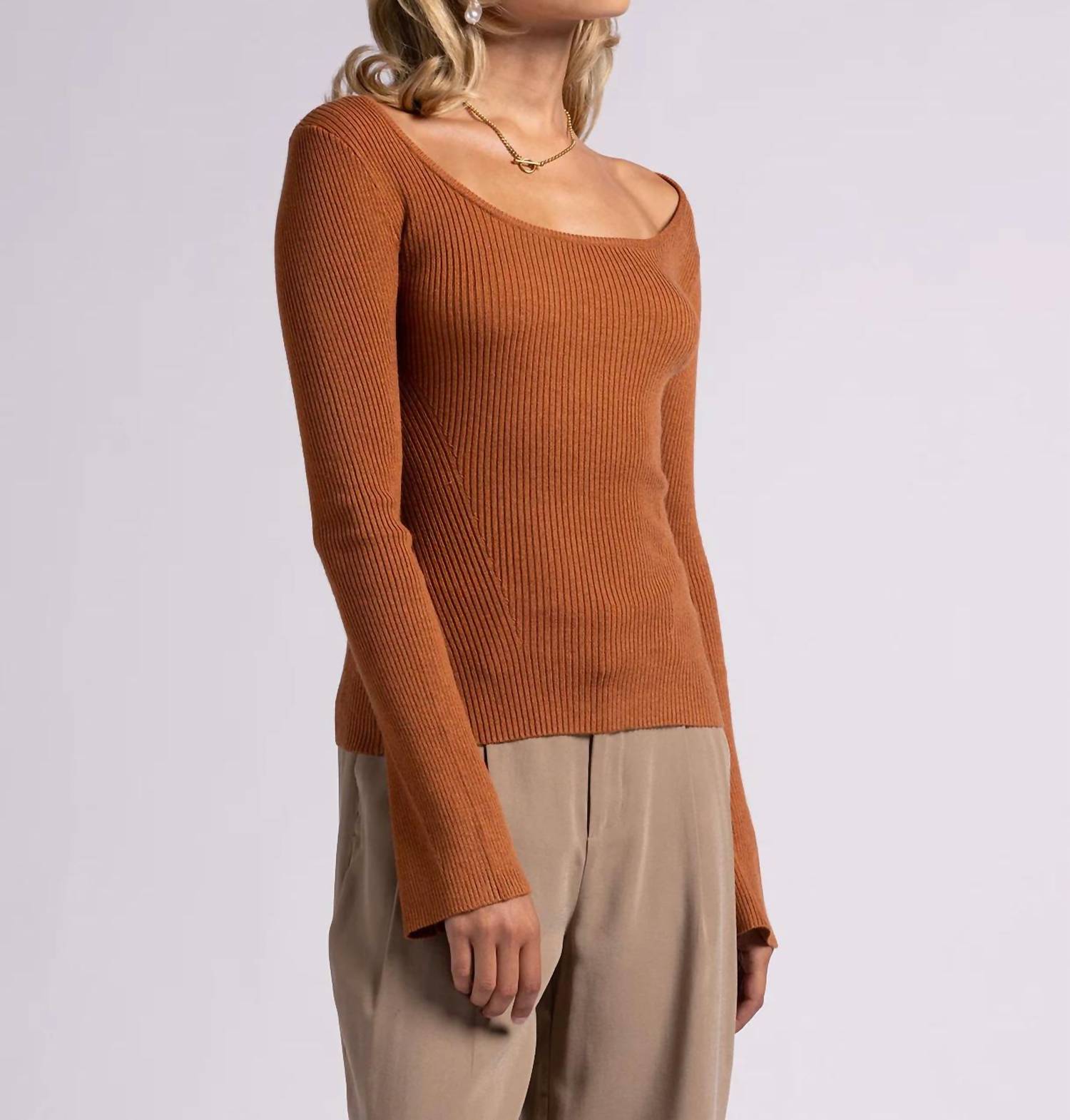 Weekend Los Angeles Amanda Long Sleeve Top in copper 1 - women's long sleeve top - view 4