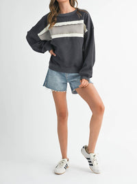 AEMI + CO Winnie Crew Sweatshirt in charcoal - women's top