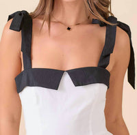 Main Strip - Summer Maxi Shoulder Strap Color Block Dress