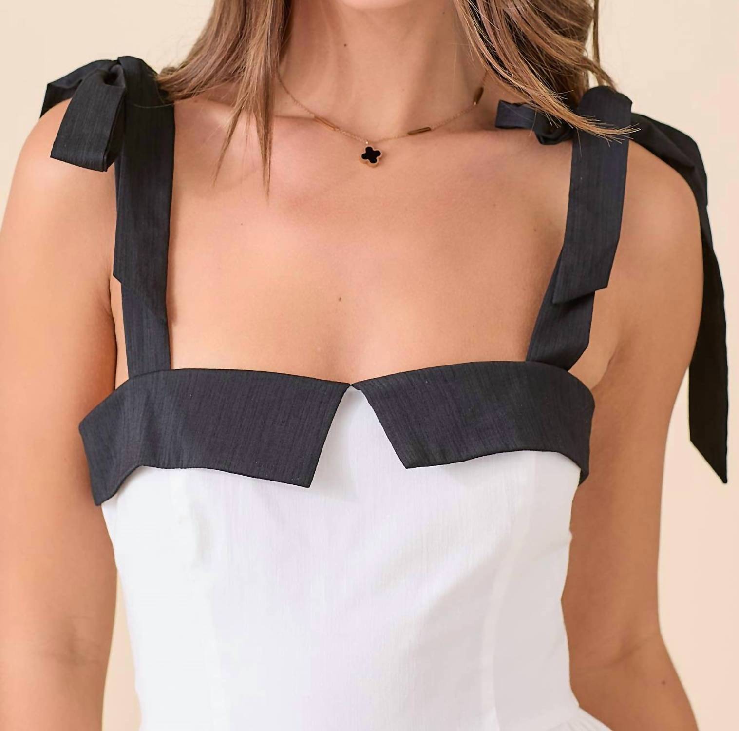 Main Strip - Summer Maxi Shoulder Strap Color Block Dress