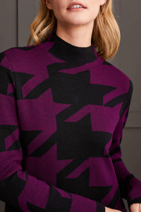 TRIBAL Funnel Neck Sweater Dress in dark plum - women's dress - view 4