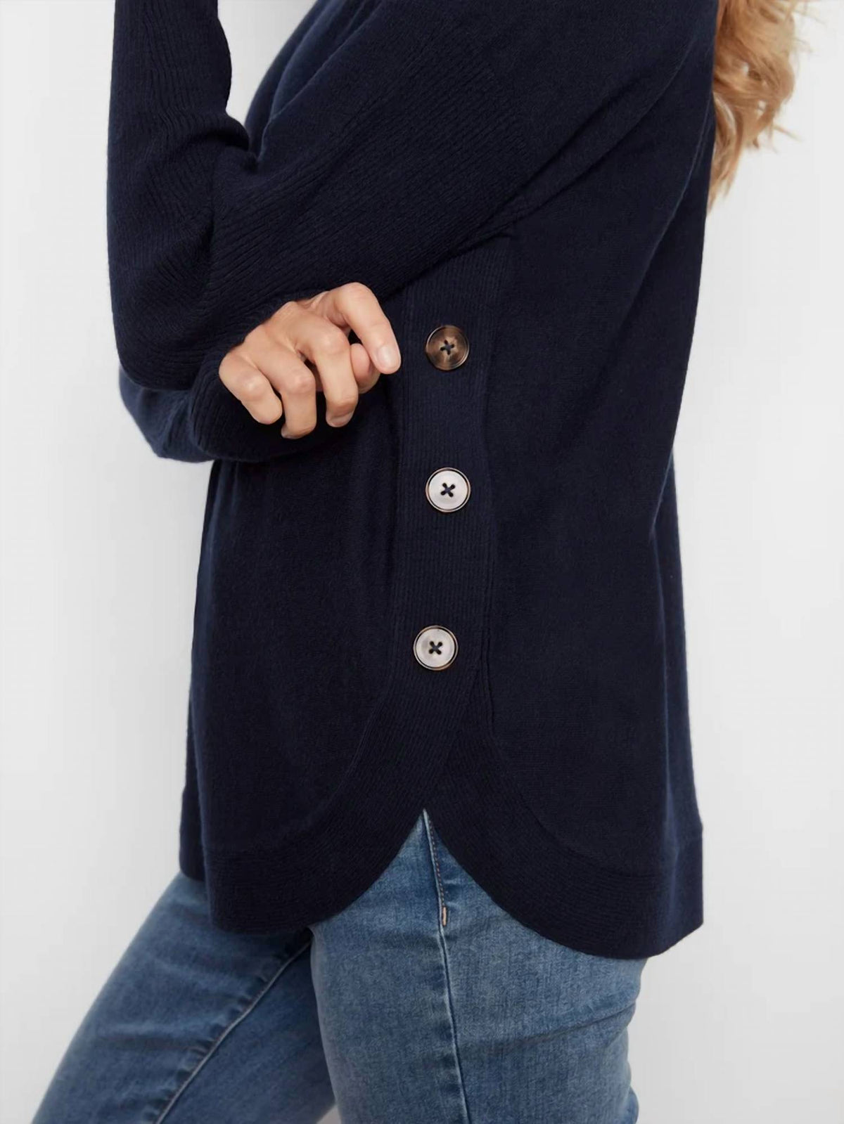 Charlie B - Boat Neck Sweater With Side Button Detail