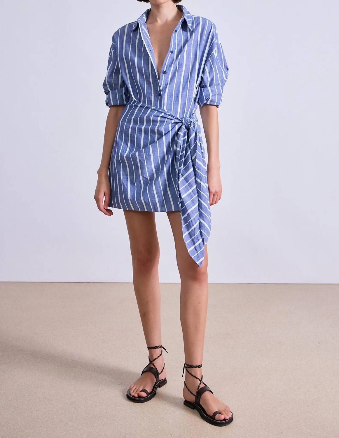APIECE APART Alessandra Mini Dress in chambray blue - women's dress