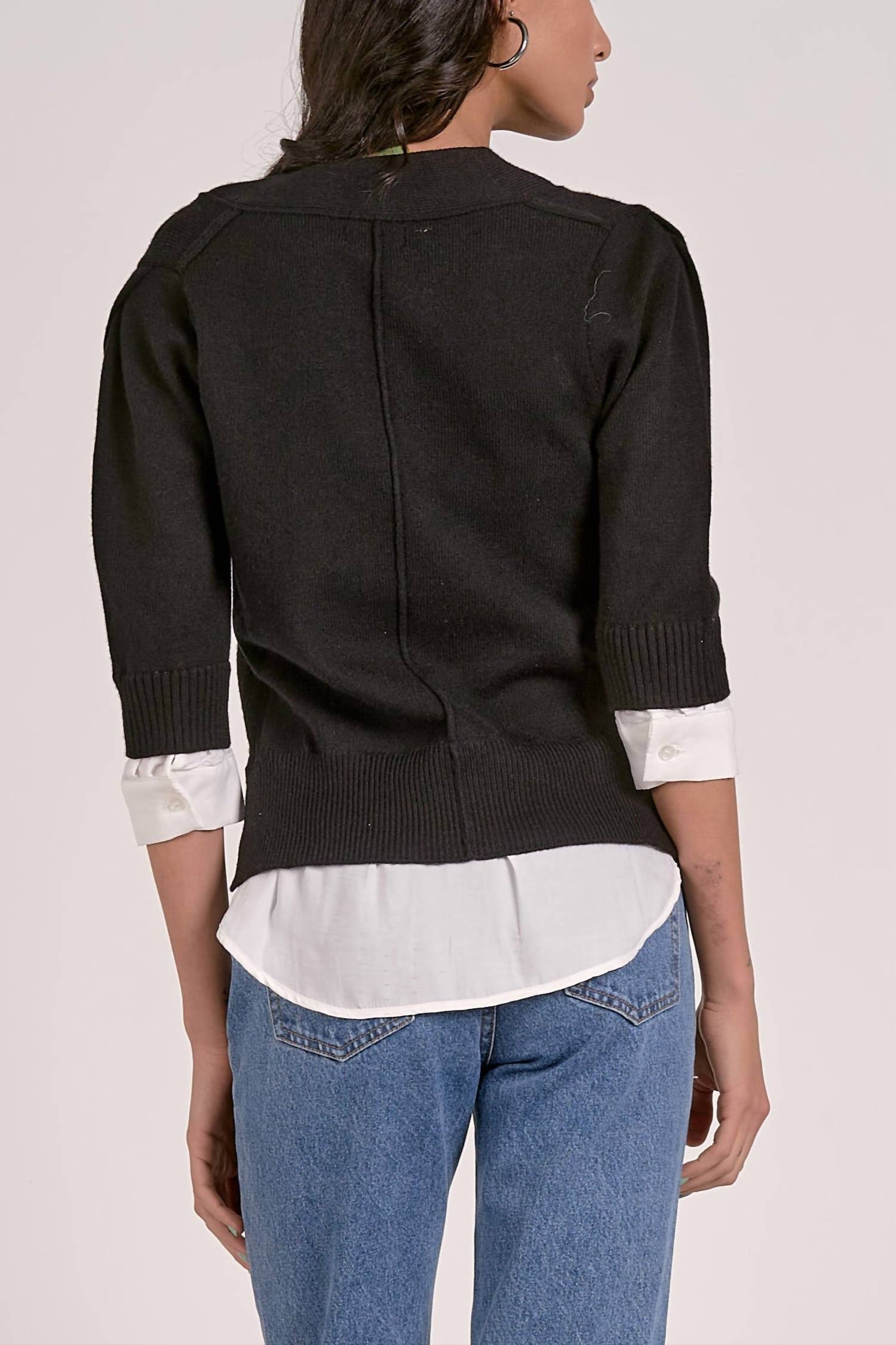ELAN Behold Sweater Shirt in black - women's sweater - alternate view