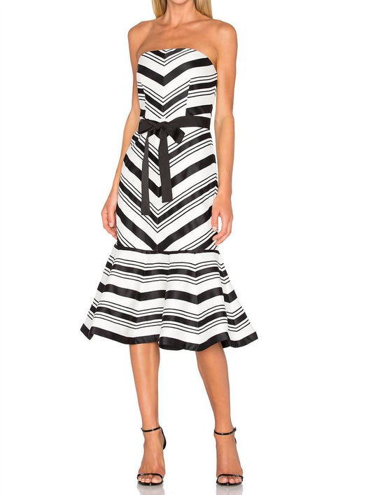 Alexis - Ribbon Tie Belt Strapless Dress