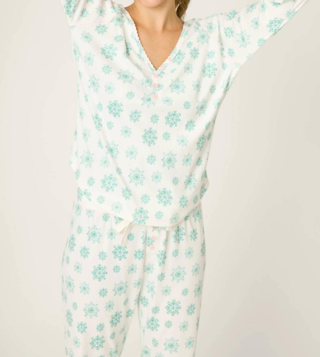 Pj Salvage - Snowflake Wishes Pointelle Henley Top