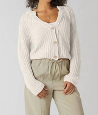 Dex Clothing Textured Button Front Cardigan in natural - women's cardigan
