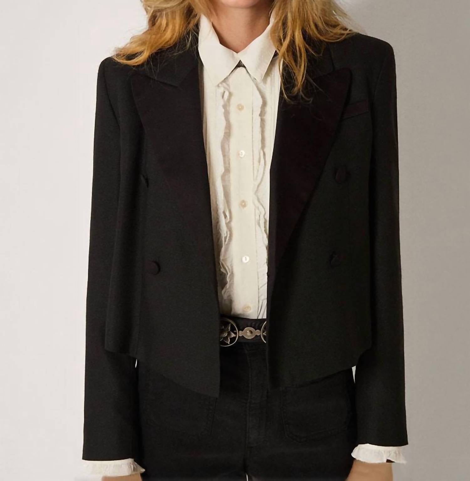 Maison Hotel - Clara Tuxedo Ruffle Blouse