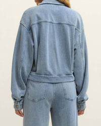 Z Supply Heritage Knit Denim Jacket in ocean air indigo - women's jacket - alternate view