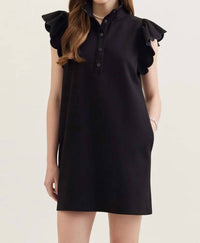 Entro - Scallop Flutter Sleeve Dress