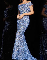 Jovani - Off Shoulder Mermaid Sequin Gown