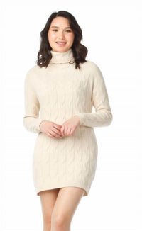 Papillon - Cable Knit Cowl Neck Sweater Dress