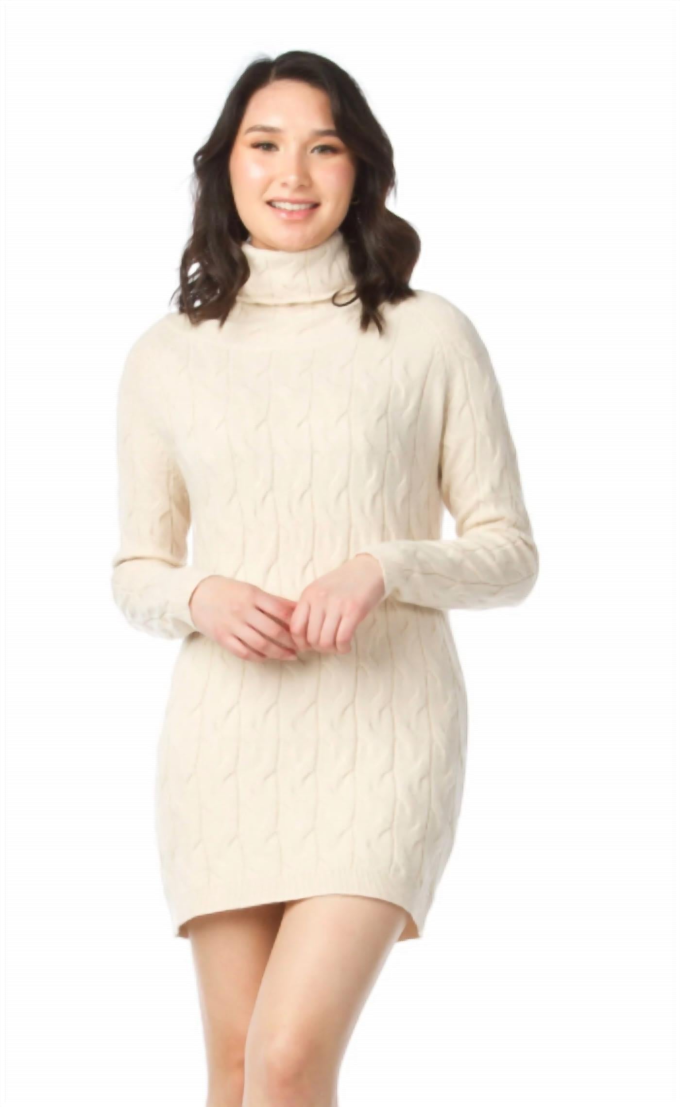 Papillon - Cable Knit Cowl Neck Sweater Dress