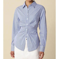 Olivaceous - Aisha Striped Cinched Waist Shirt