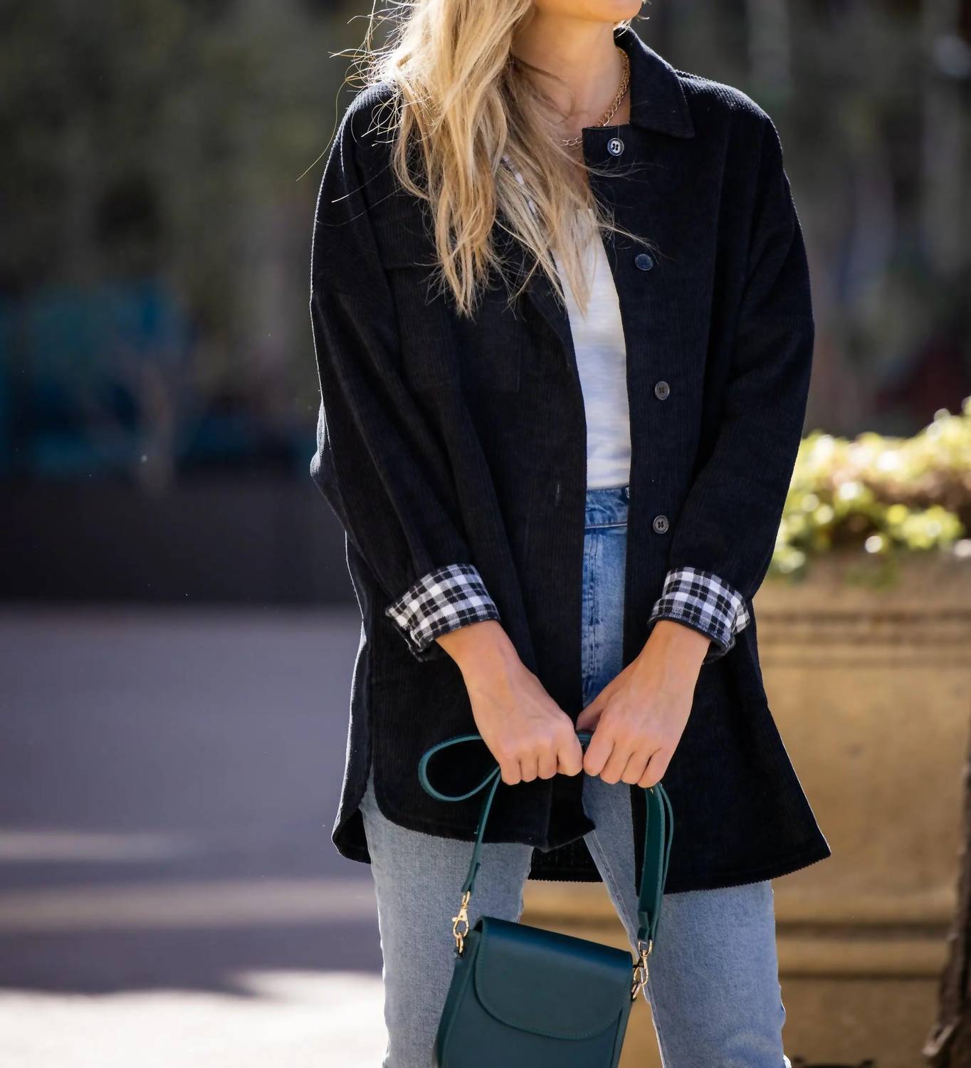 Amaryllis - Plaid Lined Corduroy Shacket