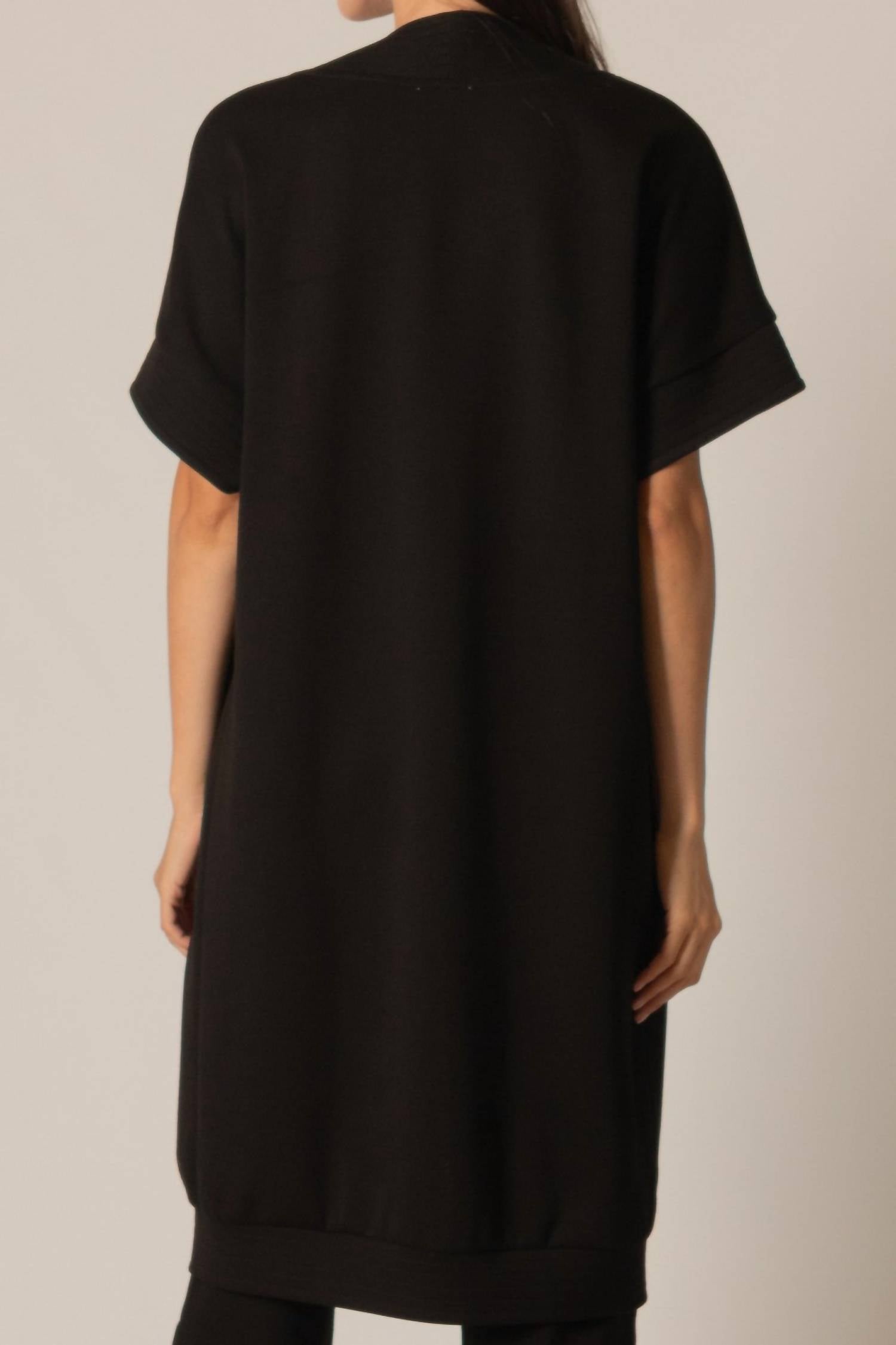 Before You Collection Sofia Modal Contrast Cardigan in black - women's cardigan - alternate view