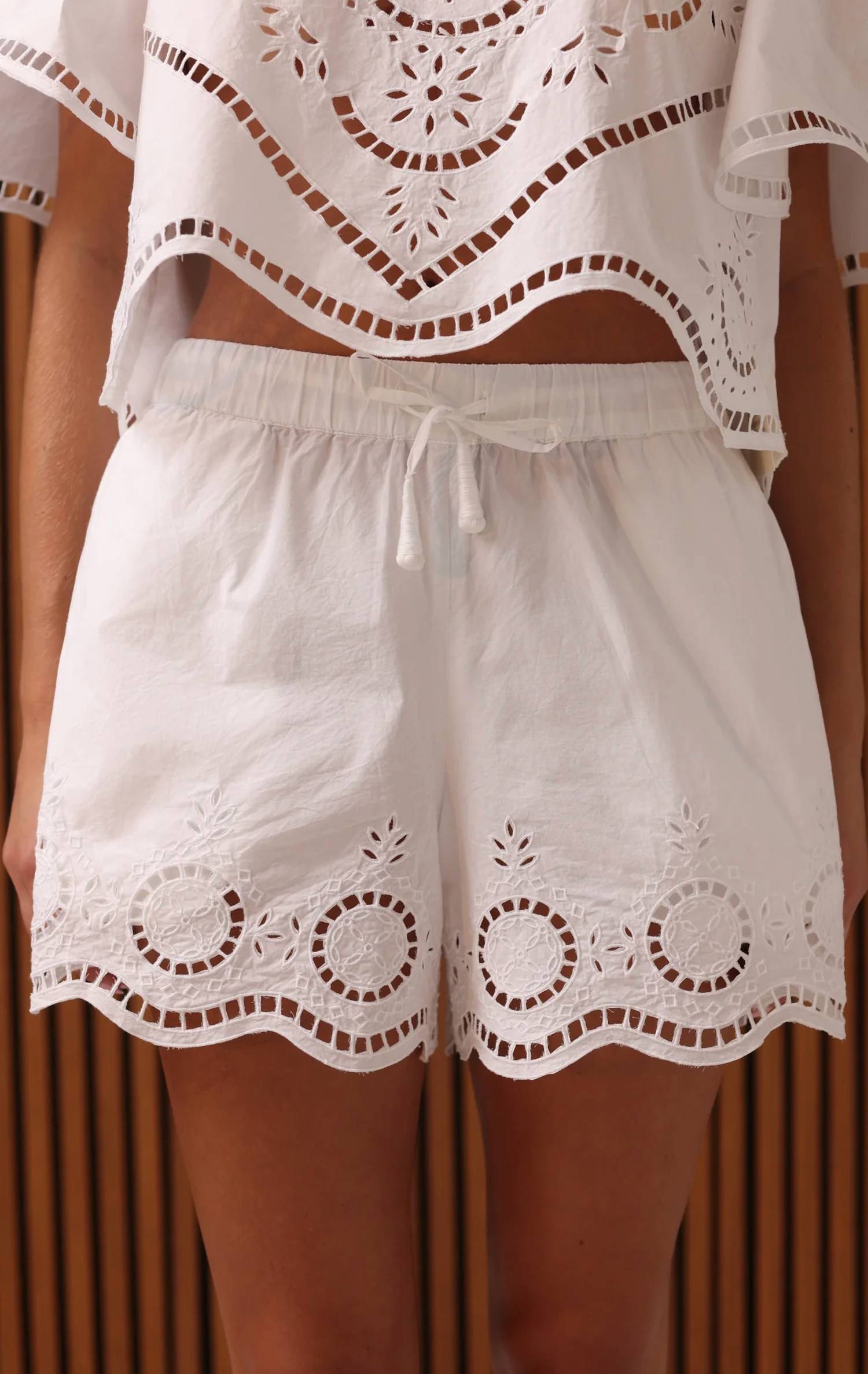 Shore - Antibes Embroidered Scalloped Short