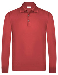 Gran Sasso Men's Vintage Merino Polo in brick - men's sweater