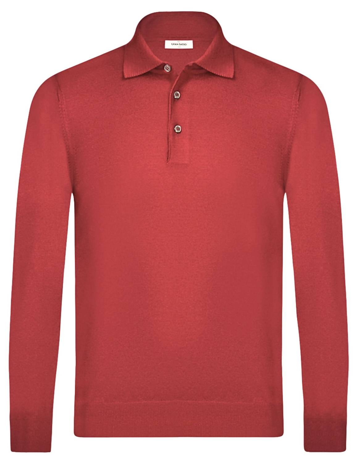 Gran Sasso Men's Vintage Merino Polo in brick - men's sweater