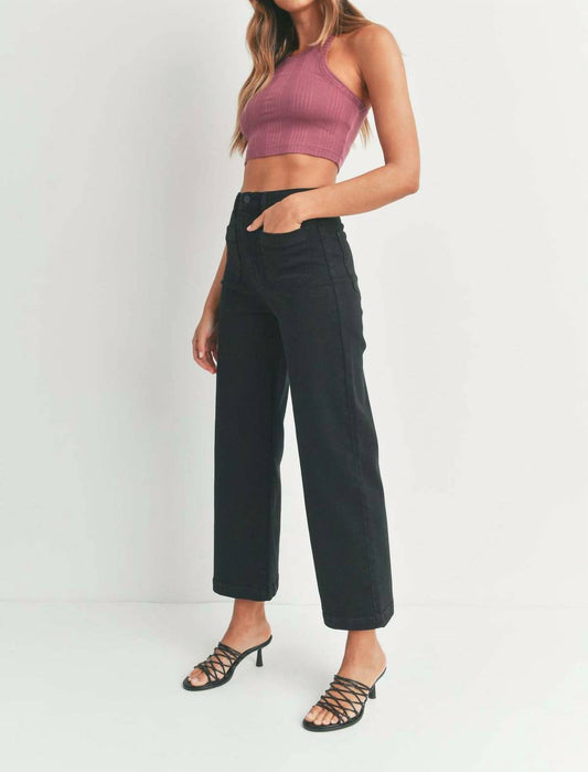 Just Black Denim - High Rise Patch Pocket Wide Leg Jeans