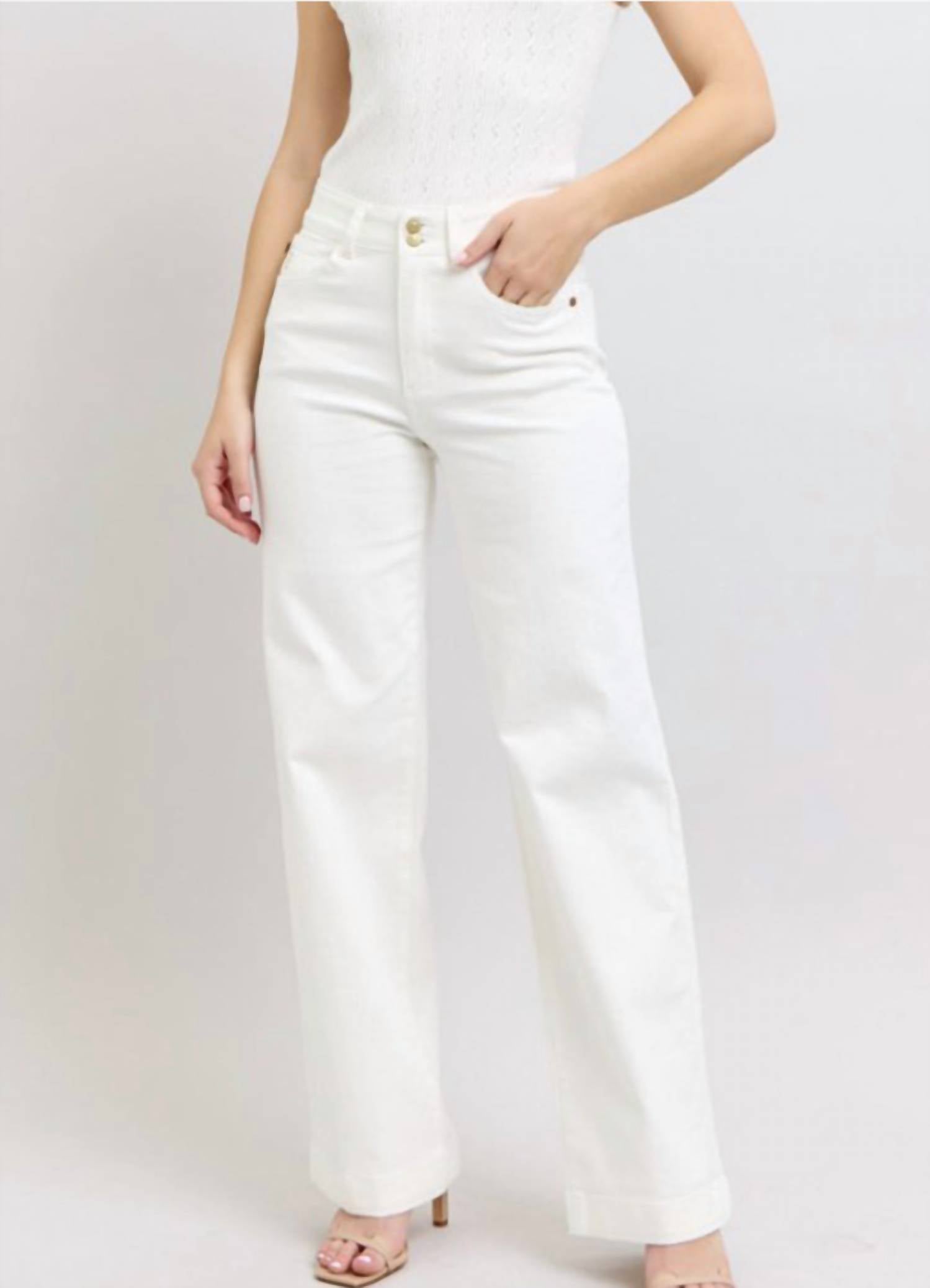 Judy Blue - High Rise Double Button With Coin Pocket Embroidery Jeans