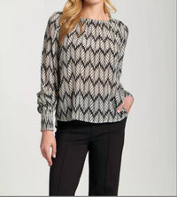Apny - Printed Smocked Cuff Top