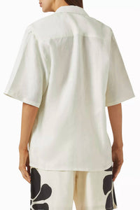 Cala de la Cruz Sydney Short Sleeve Top in ivory marfil - women's shirt - alternate view