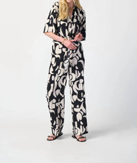 Joseph Ribkoff - Abstract Print Front Tie Blouse