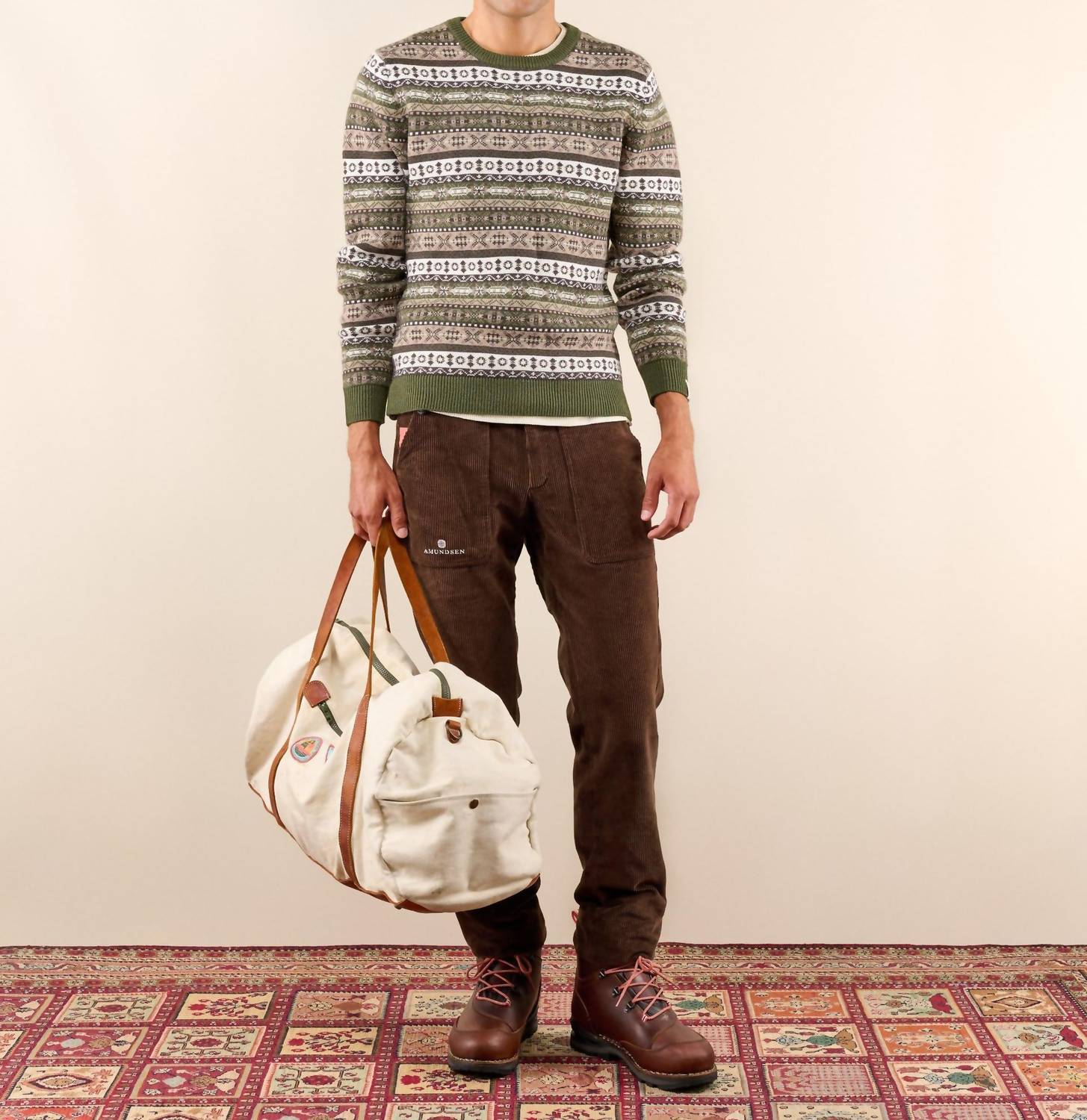 AMUNDSEN Dunkirk Crewneck Sweater in blac grey - men's sweater