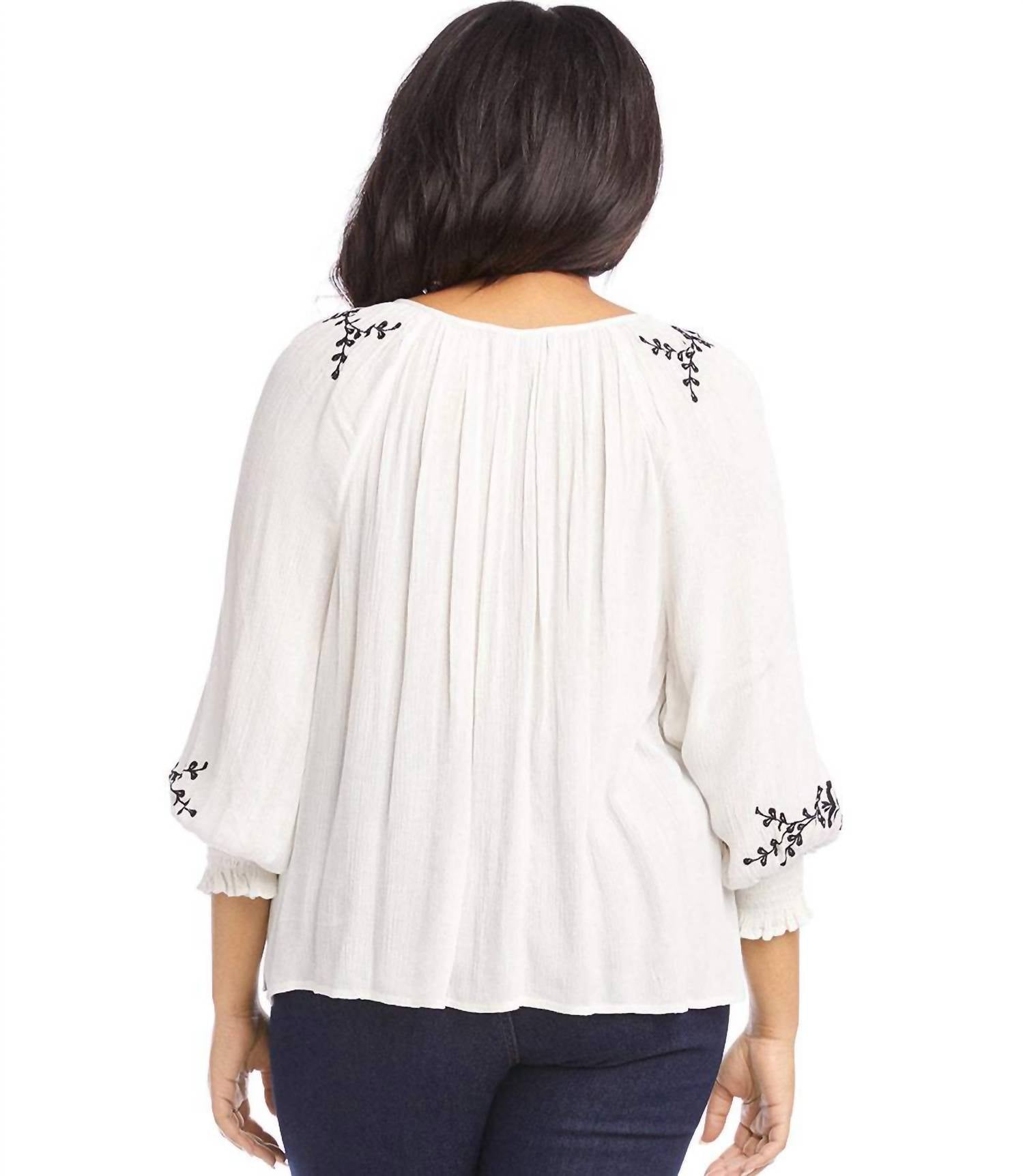 Karen Kane - Embroidered Peasant Top - Plus